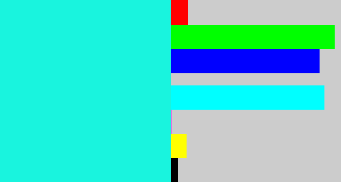 Hex color #19f4de - bright aqua