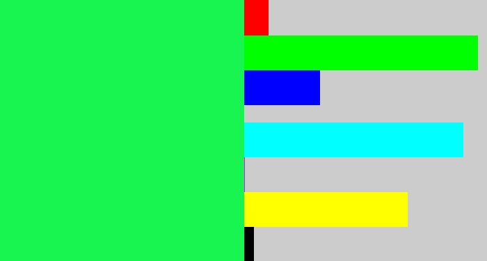 Hex color #19f550 - bright light green