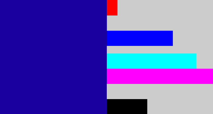Hex color #1a009f - ultramarine