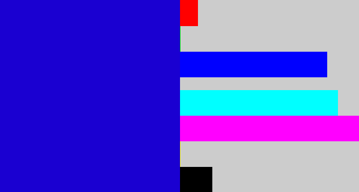 Hex color #1a00d1 - ultramarine blue