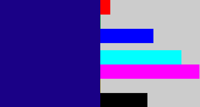 Hex color #1a0186 - deep blue