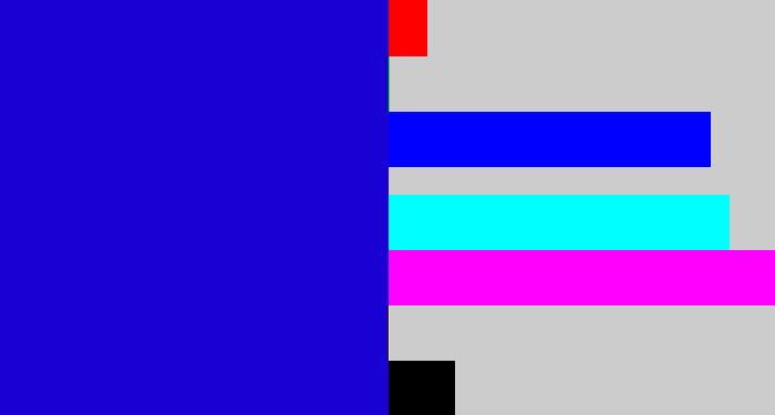 Hex color #1a01d3 - ultramarine blue