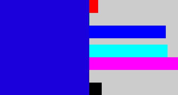 Hex color #1a01dc - ultramarine blue
