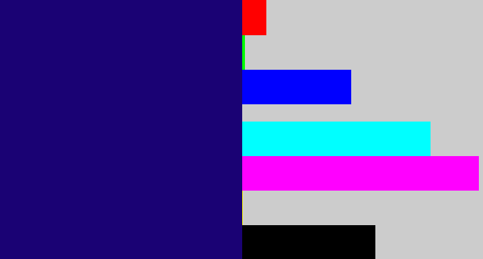 Hex color #1a0274 - deep blue