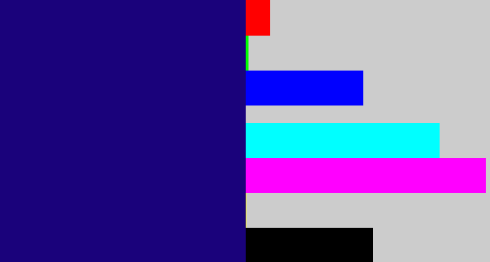 Hex color #1a027b - deep blue