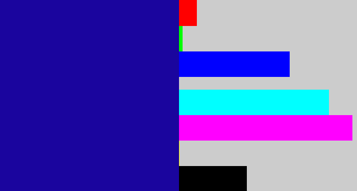 Hex color #1a059e - ultramarine