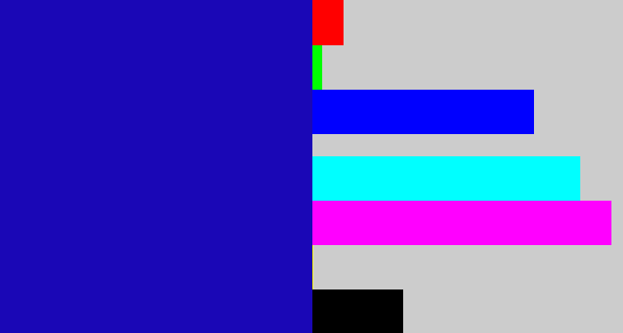 Hex color #1a07b6 - ultramarine