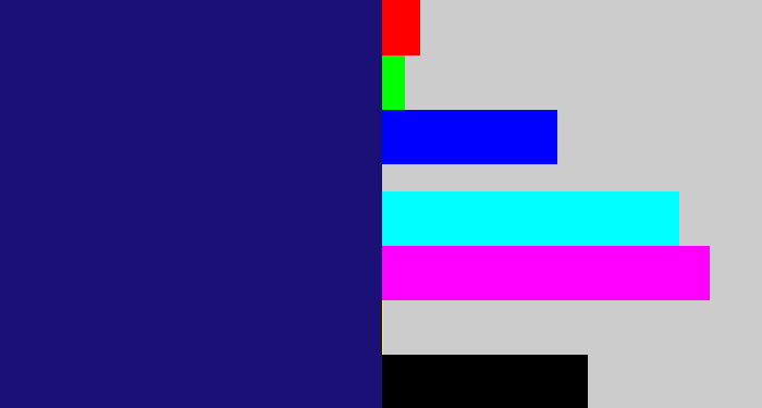 Hex color #1a1075 - deep blue