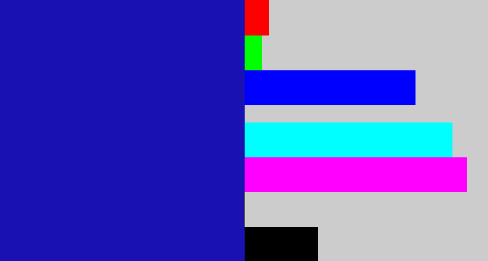 Hex color #1a11b3 - ultramarine