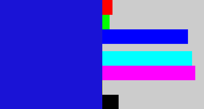 Hex color #1a13d6 - ultramarine blue