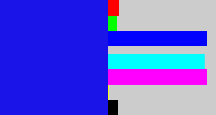 Hex color #1a14e9 - ultramarine blue