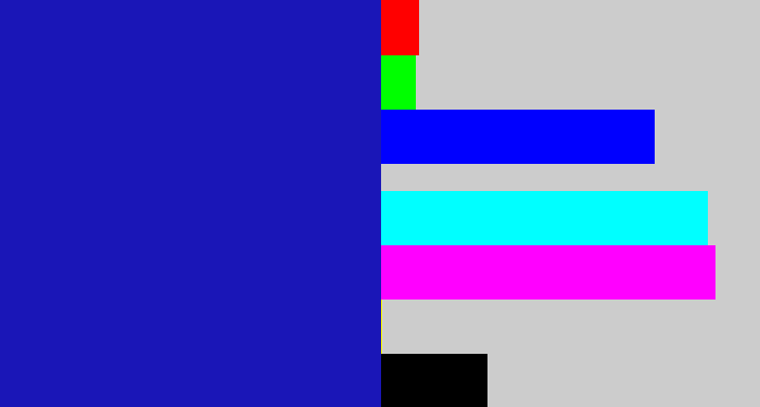 Hex color #1a16b7 - ultramarine