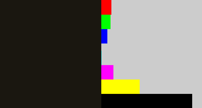 Hex color #1a1710 - almost black