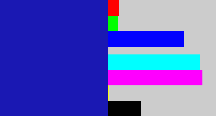 Hex color #1a18b3 - ultramarine