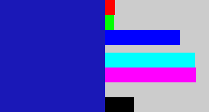 Hex color #1a18b7 - ultramarine
