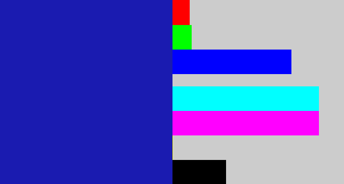Hex color #1a1bb0 - ultramarine