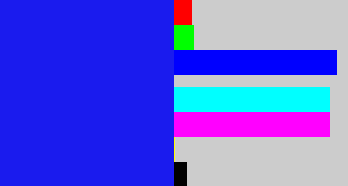 Hex color #1a1bee - vivid blue