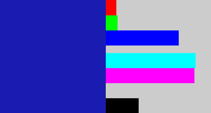 Hex color #1a1cb1 - ultramarine