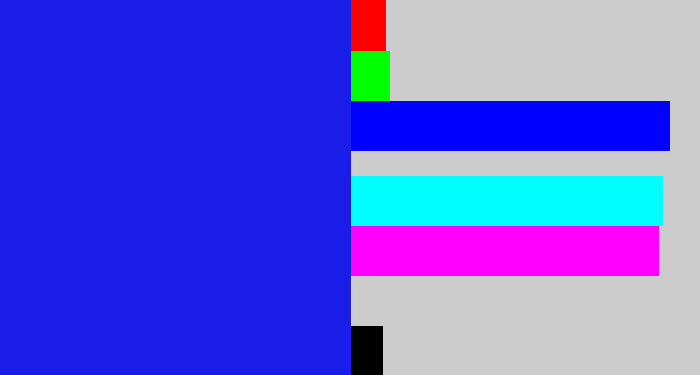 Hex color #1a1de8 - ultramarine blue