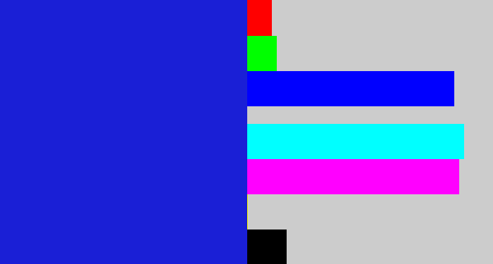Hex color #1a1fd6 - ultramarine blue