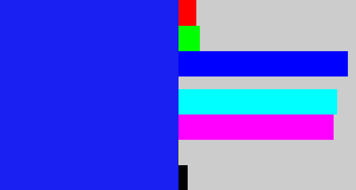 Hex color #1a1ff2 - vivid blue