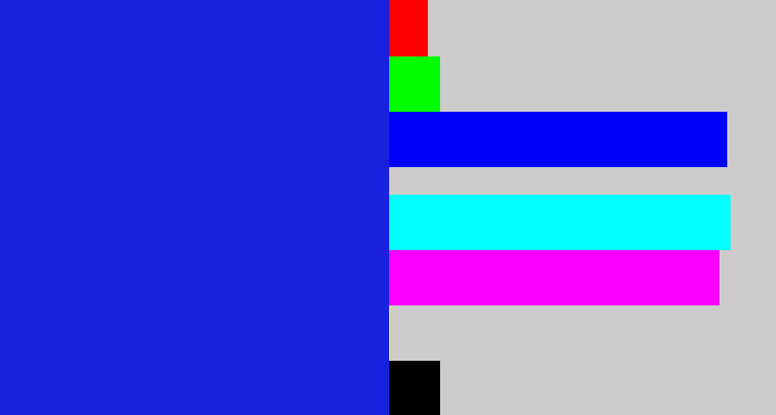 Hex color #1a21de - ultramarine blue
