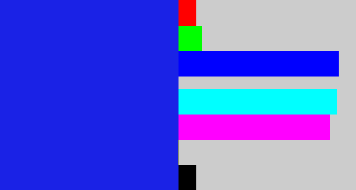 Hex color #1a22e6 - vivid blue