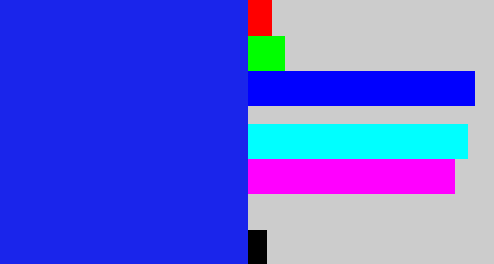 Hex color #1a25eb - vivid blue