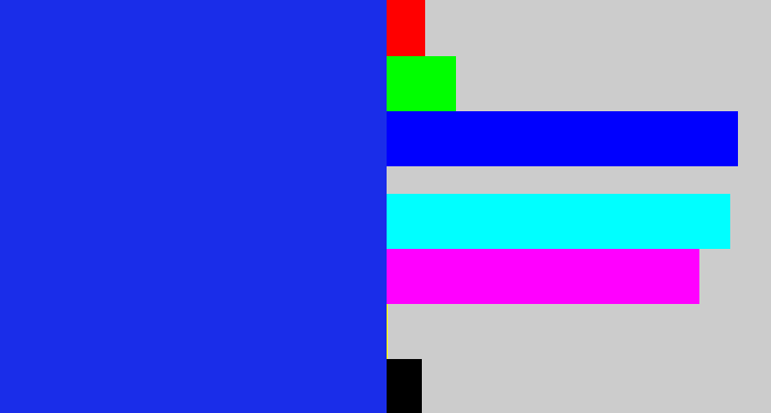 Hex color #1a2de9 - vivid blue