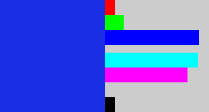 Hex color #1a2fe5 - vivid blue