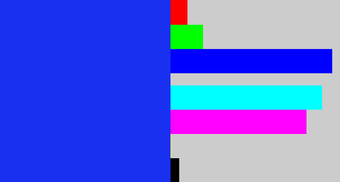 Hex color #1a30f1 - vivid blue