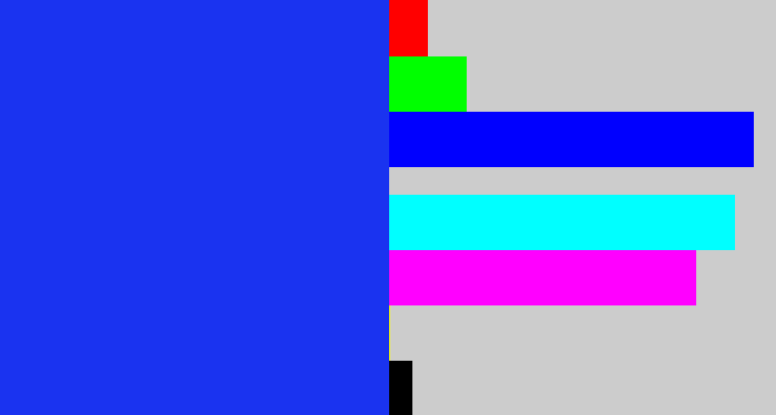 Hex color #1a33f0 - vivid blue