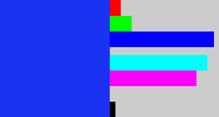 Hex color #1a33f3 - vivid blue