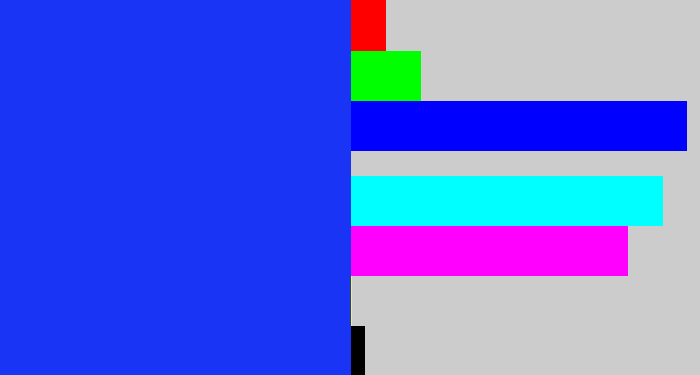 Hex color #1a34f5 - vivid blue