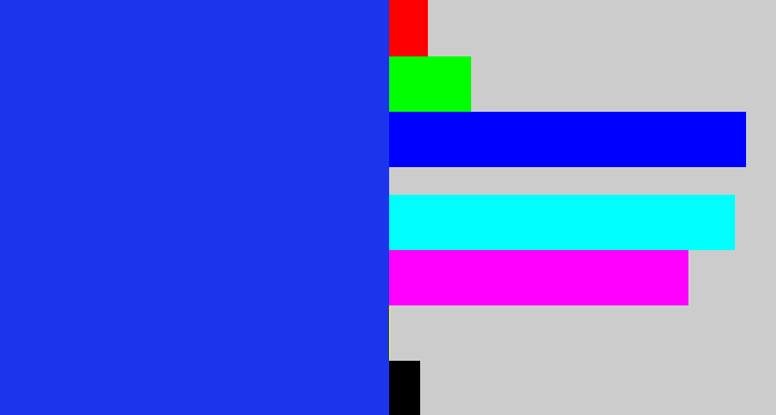 Hex color #1a35eb - vivid blue