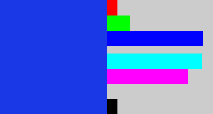 Hex color #1a38e6 - blue