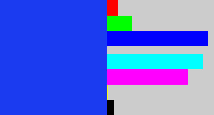 Hex color #1a3bf0 - vivid blue