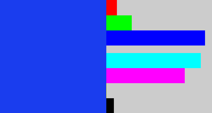 Hex color #1a3dee - vivid blue