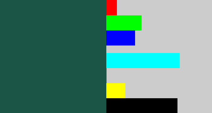 Hex color #1a5546 - dark green blue
