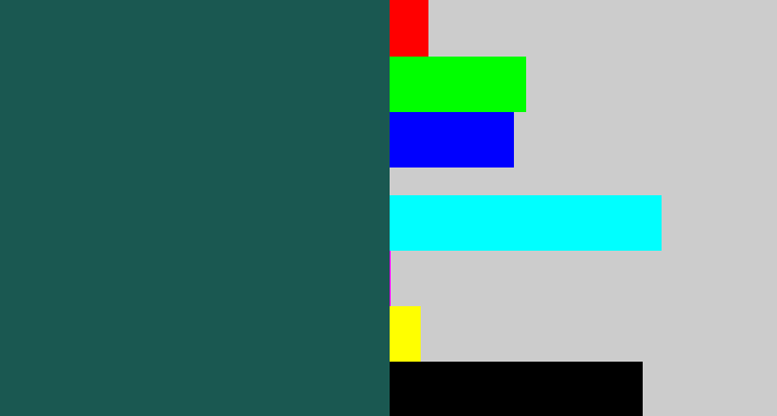 Hex color #1a5851 - dark green blue