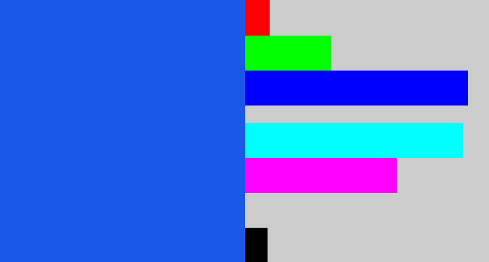 Hex color #1a58e9 - azul