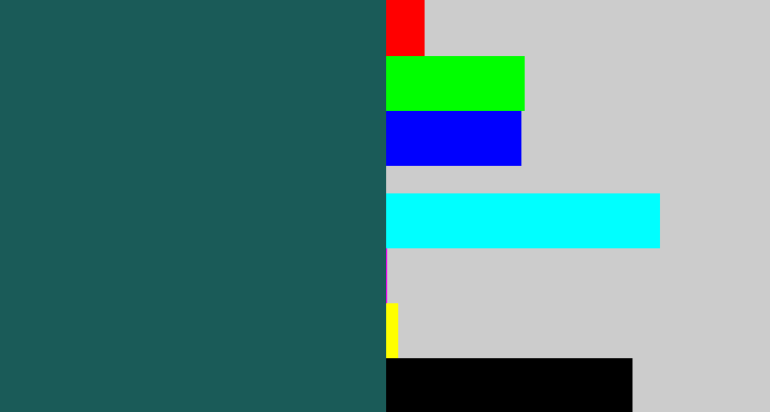 Hex color #1a5b58 - dark green blue