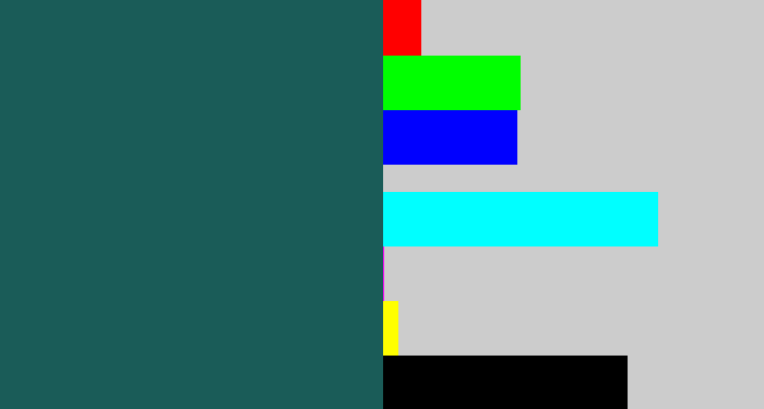 Hex color #1a5c58 - dark green blue