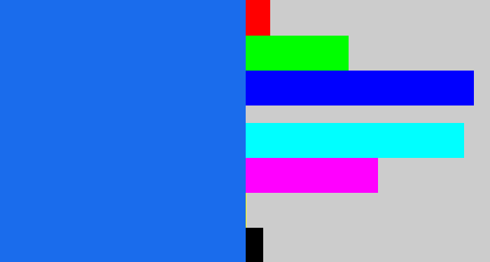 Hex color #1a6cec - azul