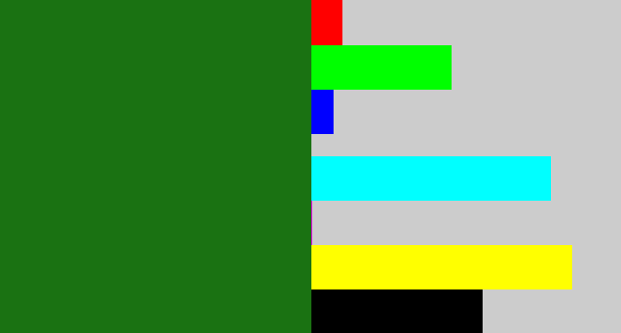 Hex color #1a7212 - tree green