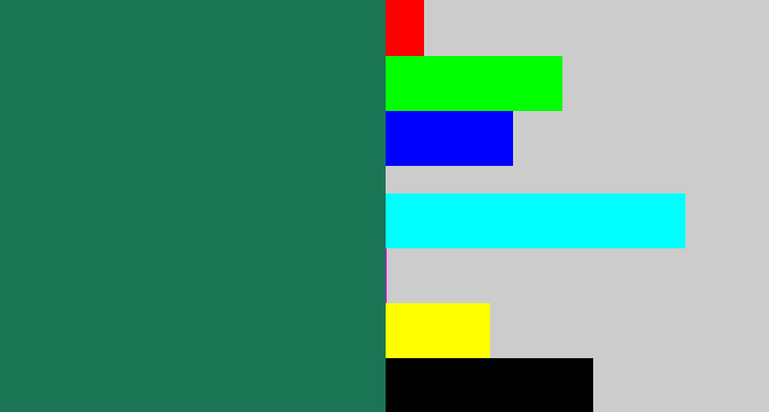 Hex color #1a7555 - dark green blue