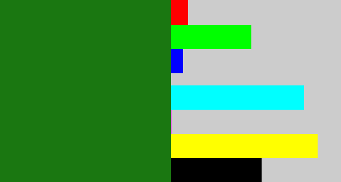 Hex color #1a7711 - tree green