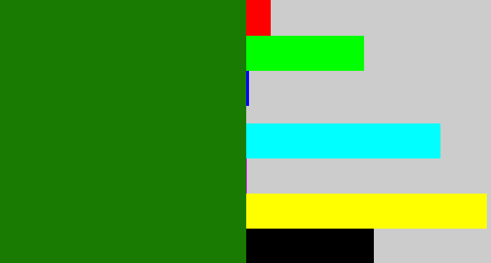 Hex color #1a7b03 - tree green