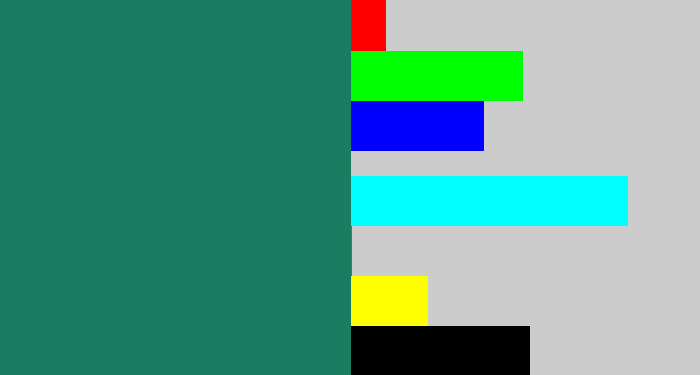 Hex color #1a7c61 - blue green