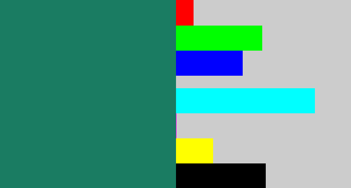 Hex color #1a7c62 - blue green